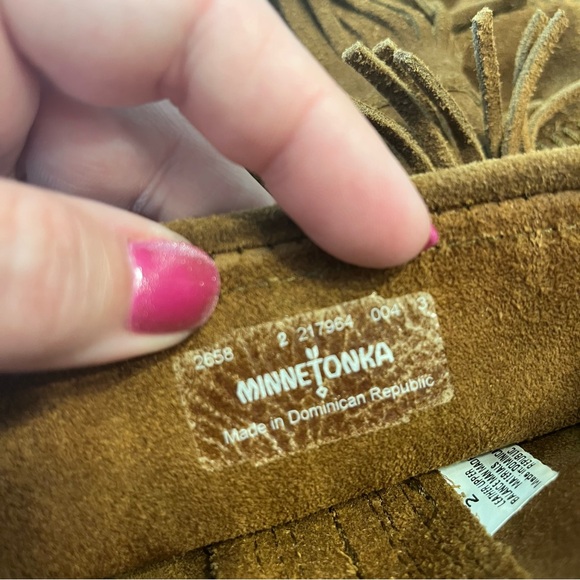 Minnetonka brown fringe 3 layer calf boots size 2 - Picture 9 of 10